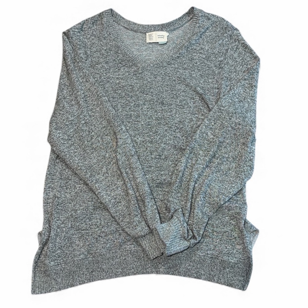 Anthropologie Saturday Sunday Gray V Neck Hacci Tunic Sweater Oversized Sz Small - Picture 3 of 9